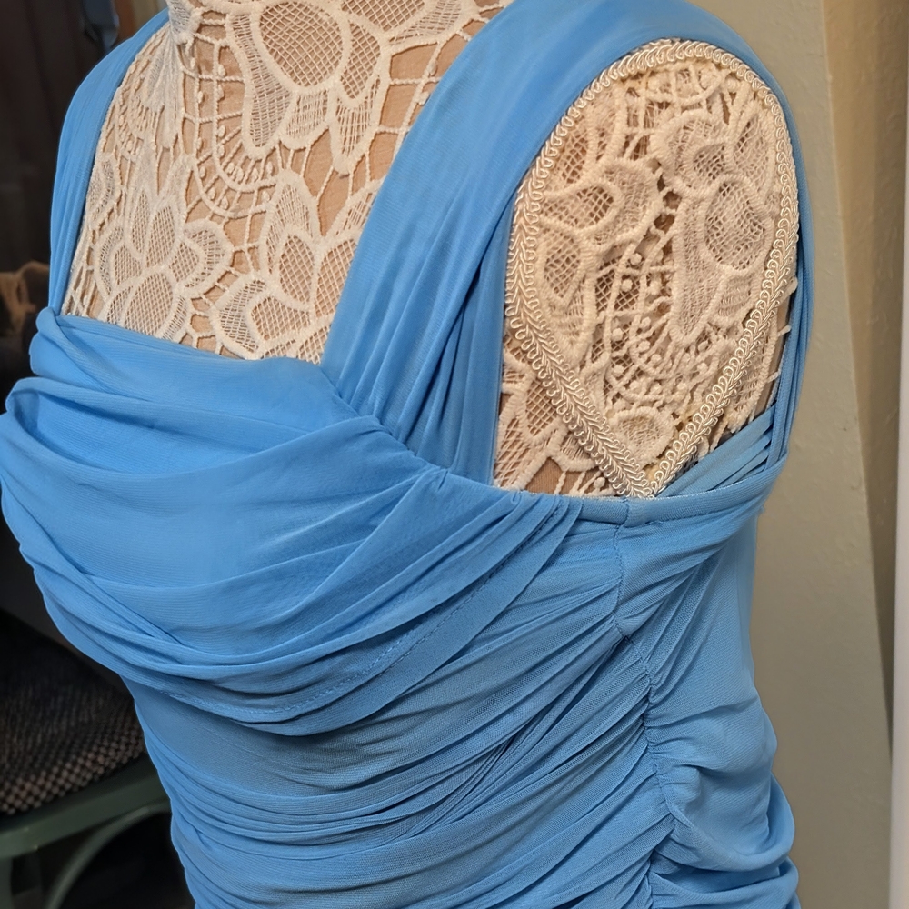 NWT Chic Strapless Blue Wedding Guest Dress Summer 2025 Size Small - Picture 8 of 11